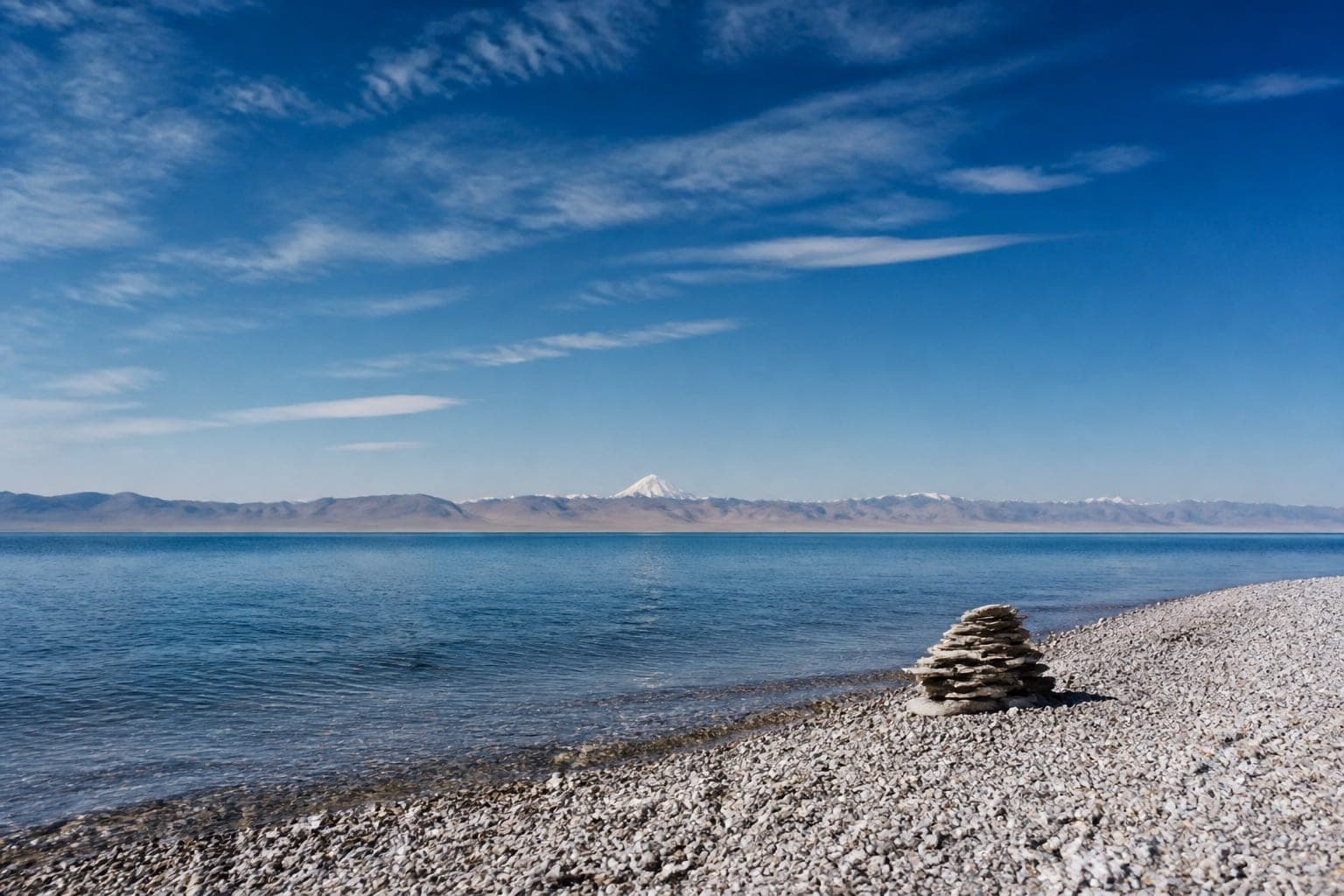Lake Manasarovar under an open sky